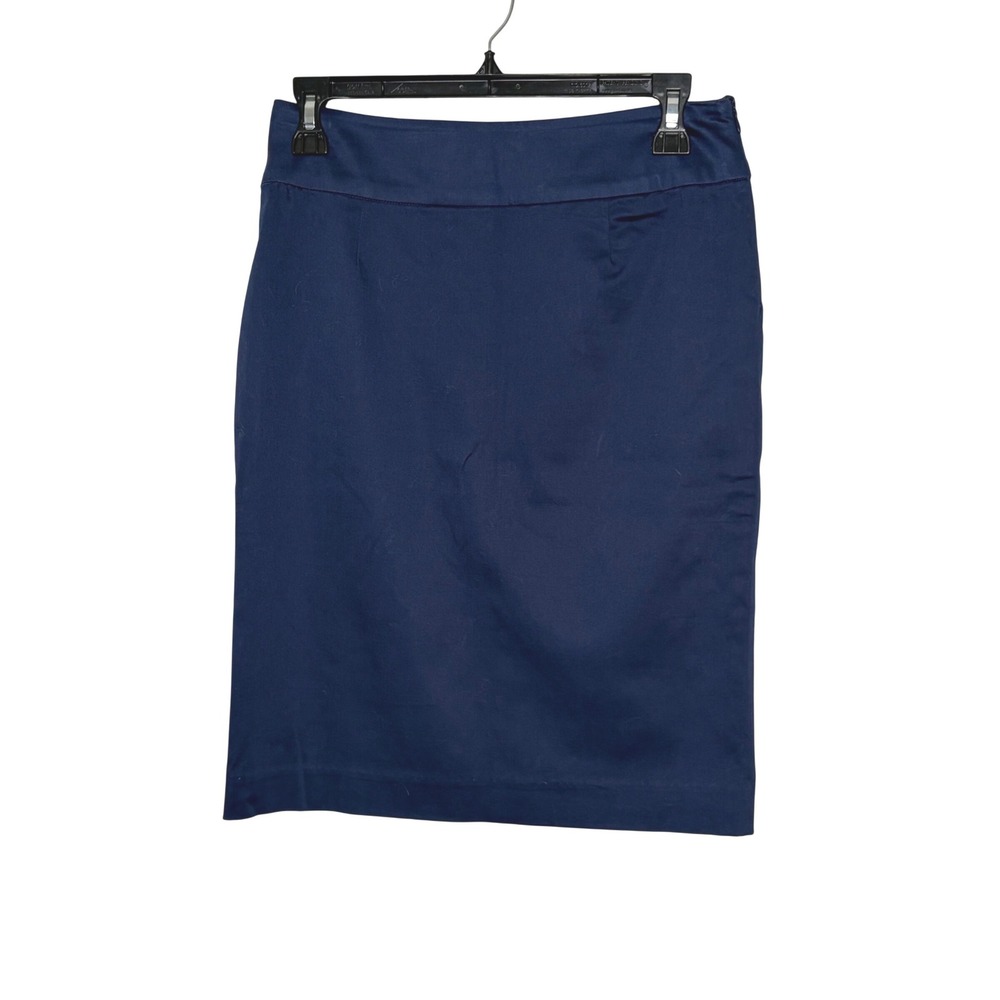 Boston Proper Pencil Skirt Size 2 Navy Blue Stretch Slit Classic